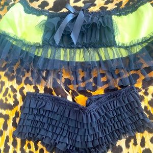 Delicious Silk lace french skirt and ruffle panties lingerie Victoria’s secret